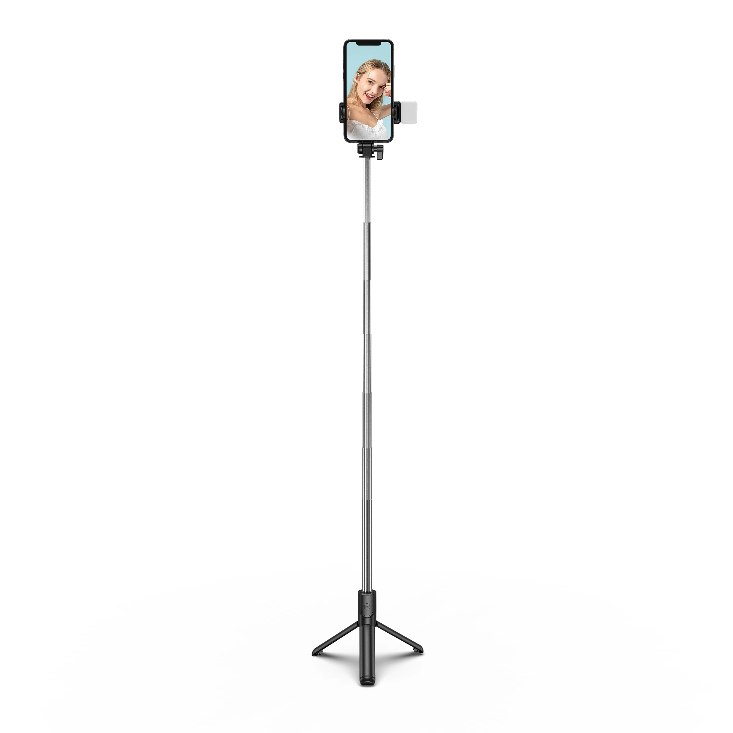 Perche à selfie pliable avec lumière d'appoint, mini trépied rétractable, obturateur à distance Bluetooth, téléphone portable Huawei, Xiaomi, iPhone, le plus récent