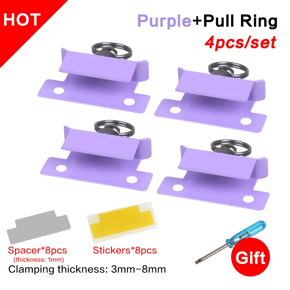 XCR3D 4 sztuk części drukarki 3D podgrzewane łóżko szklane platformy uchwyt zacisk klip płyta ze stali nierdzewnej uchwyt z kołatka Ender 3: 4pcs Purple Kit C