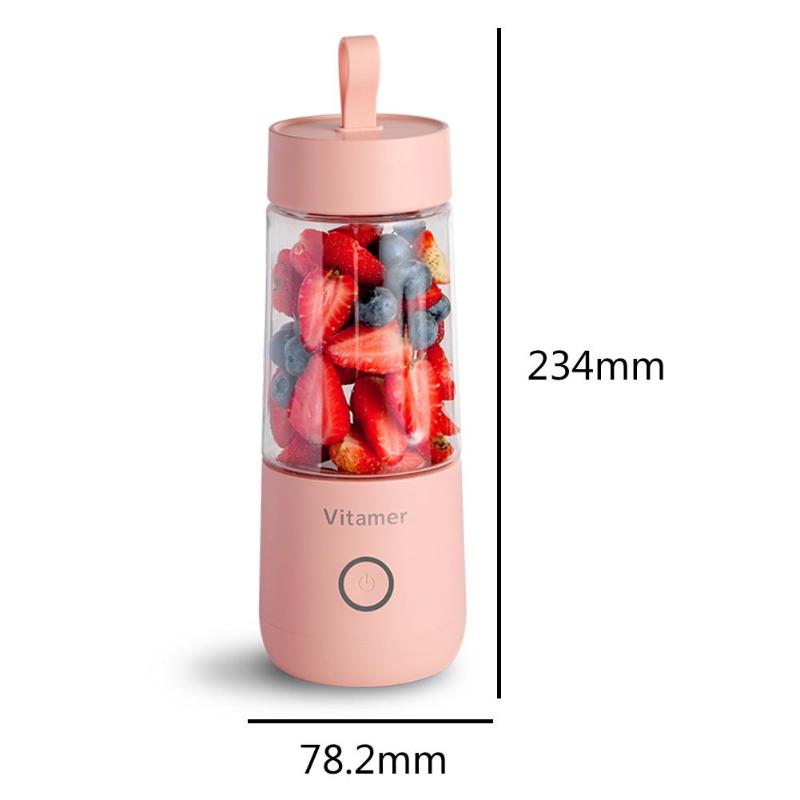 350/380ml 4 terää kannettava mehupuristin kuppi usb ladattava tehosekoitin smoothie hedelmä-vihannessekoitin soijapapujäämurskain lihamylly: 350ml vaaleanpunaista