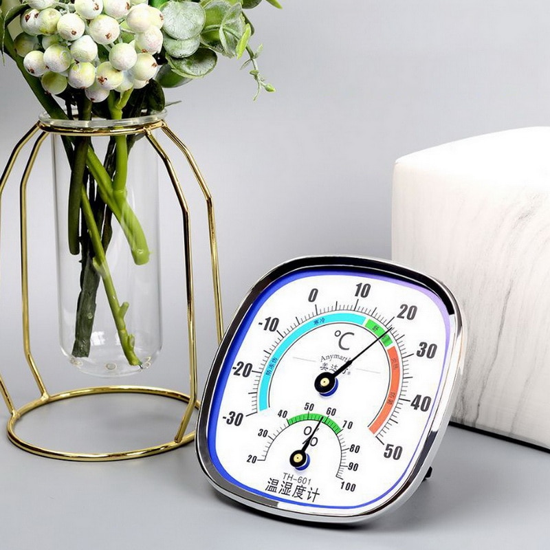 Thermometer and Hygrometer Analog Humidity Gauge Temperature Monitor for Home Office Hotel School: Silver