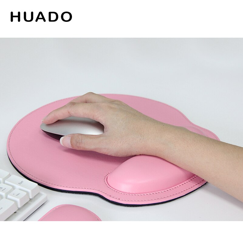 Plain Mouse Pad with Wrist Rest Leather Soft Ergonomic Anti Slip Locked Edge Comfort Hand Pad for Girls