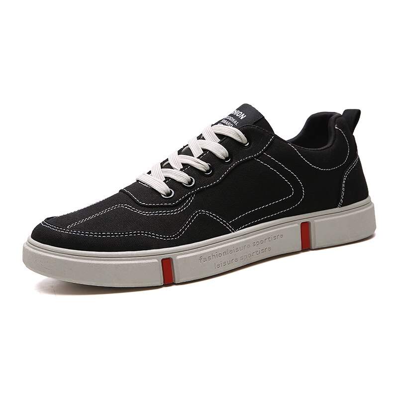 Sneakers mænd klassiske skateboard sko åndbare blonder fritidssko sportssko mænd sko sneakers: Sort / 7.5