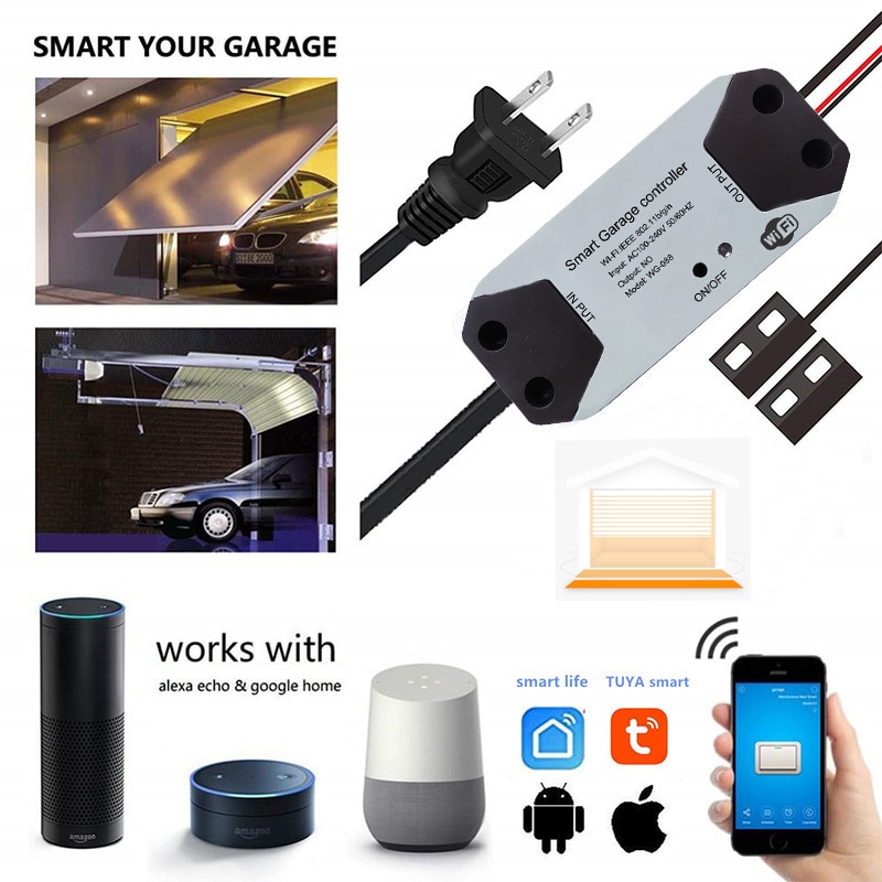 Smartyiba tuya app wifi fjernadgang til garagedør med alexa google home smart life stemmestyringskontakt controller døråbner