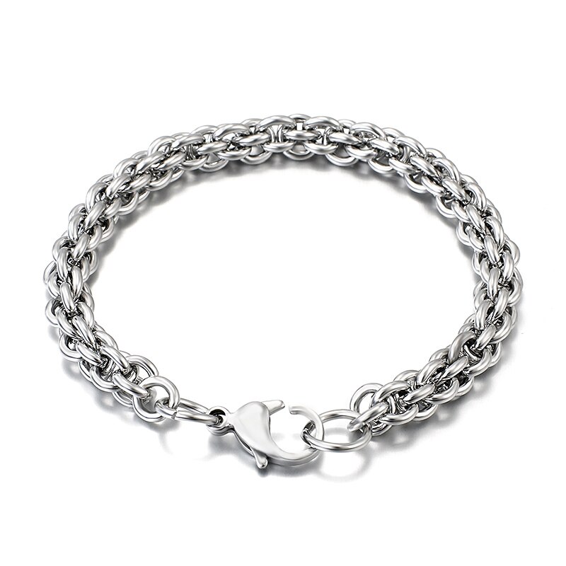 Flashbuy Simple acier inoxydable chaîne Bracelets pour femme hommes classique métal unisexe Punk Bracelets bijoux offre spéciale