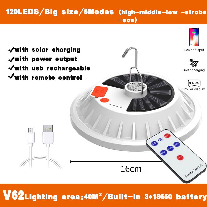 300W USB Rechargeable LED Bulb Lamp Remote Control Solar Charge Lantern Portable Emergency Night Market Light For Camping Home: Package  E