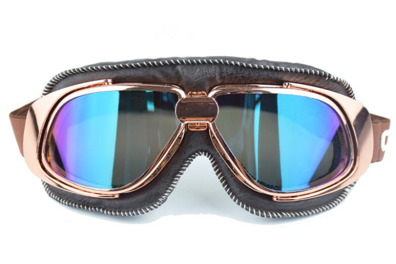 Mjmoto merk leren motorbril vintage gafas moto vintage helm steampunk koperen bril pilotenbrillen motorbrillen: Multi