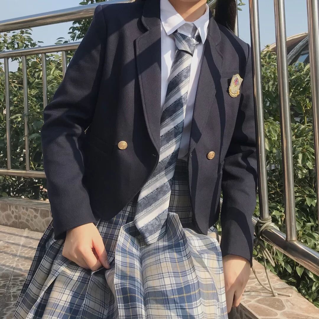 Uniforme escolar japonés para mujer y niña, trajes sin cuello, chaqueta, abrigos de Chaquetas de manga larga, uniforme escolar JK: Black jacket / S