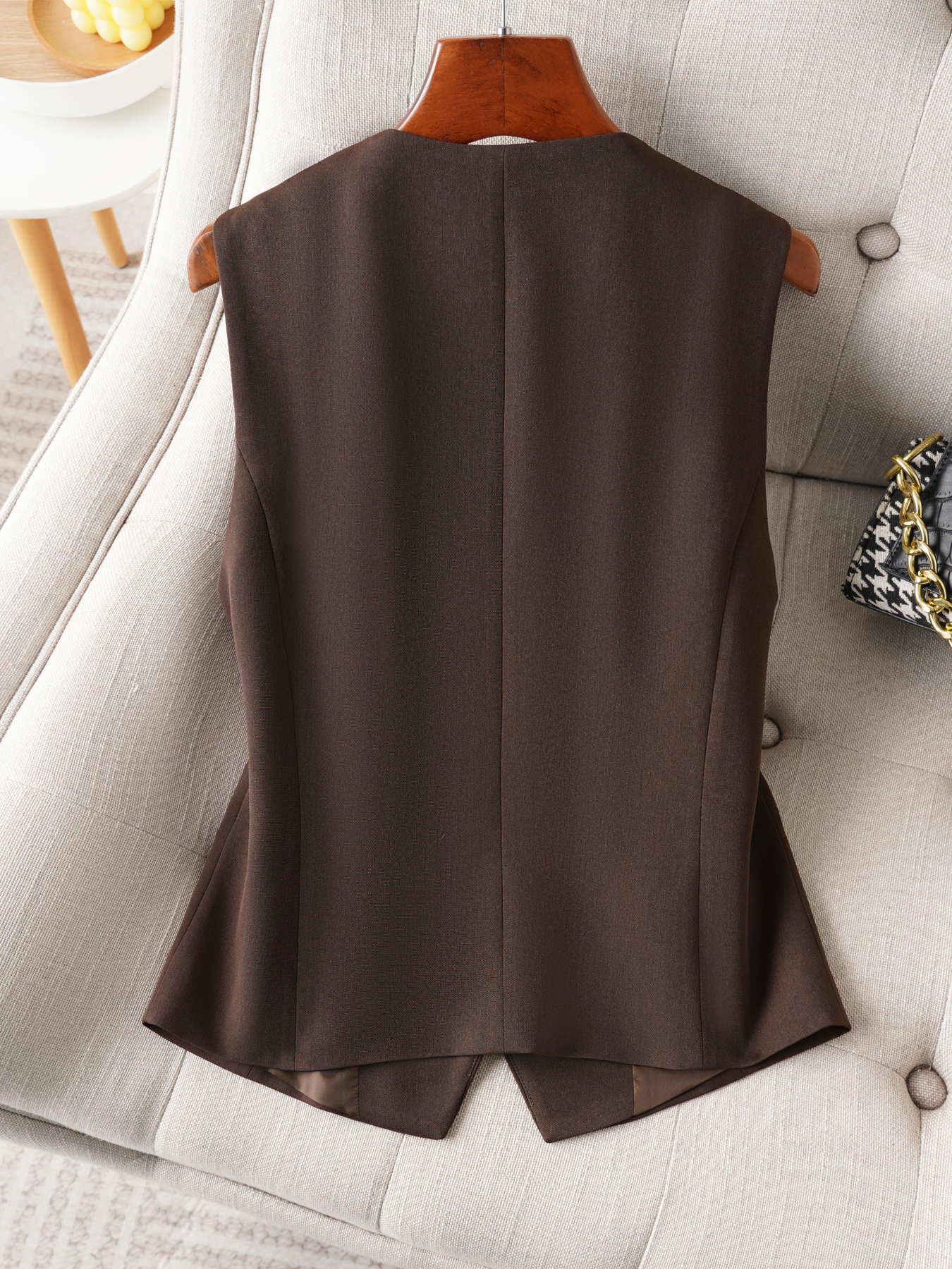 Gilet en Polyester sans manches pour femmes, col en V, à la , Style de banlieue, longueur régulière, veste d'extérieur pour la saison printemps-automne