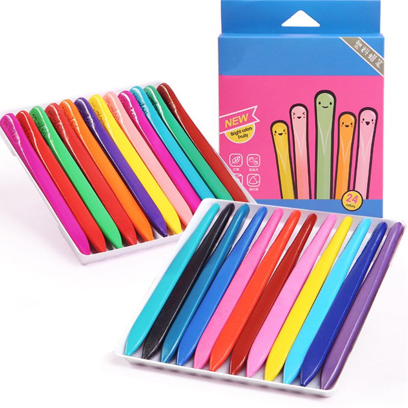 Caja de ceras de colores para niños pequeños, lápiz triangular de cera no tóxica, herramienta de educación temprana, 24 unids/caja