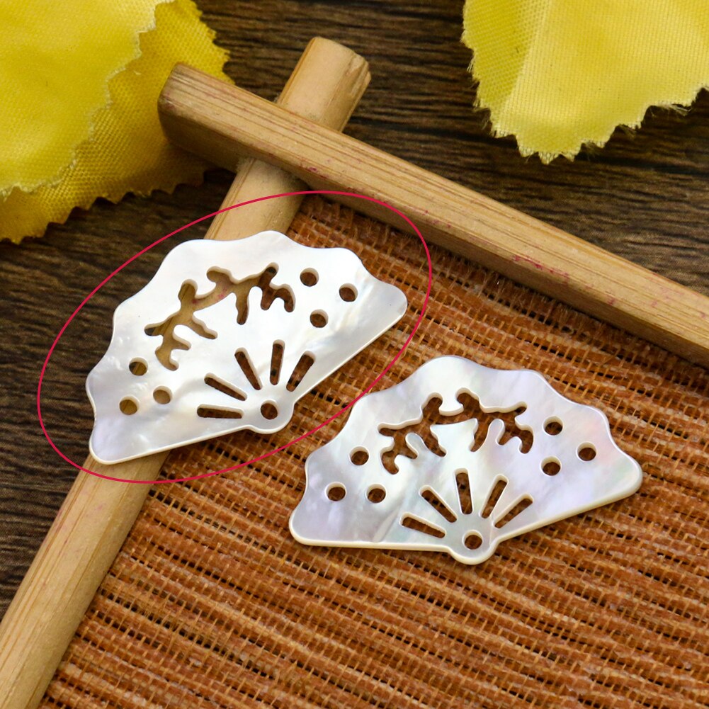 Real Shell Flower of Life Charms Mother of Pearl Water Fatima Hand Pendant Necklace Earring Flat Back DIY Jewelry Accessory: fan 1pc