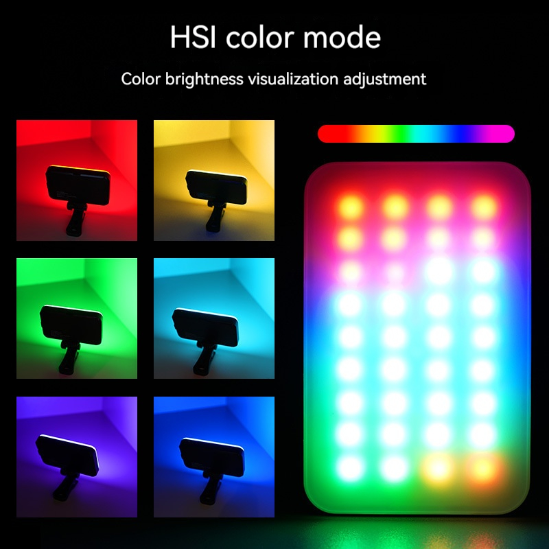 Mini RGB clip-on invullicht, draagbaar LED driekleurig zaklicht, invullicht voor livestreaming, fotografie en selfies