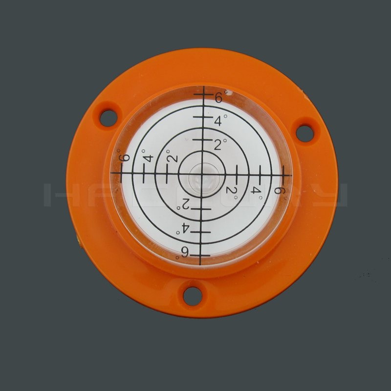 50*9mm Shell Red Color Flanges Universal Circular level Plastic bubble level with Mounting Holes