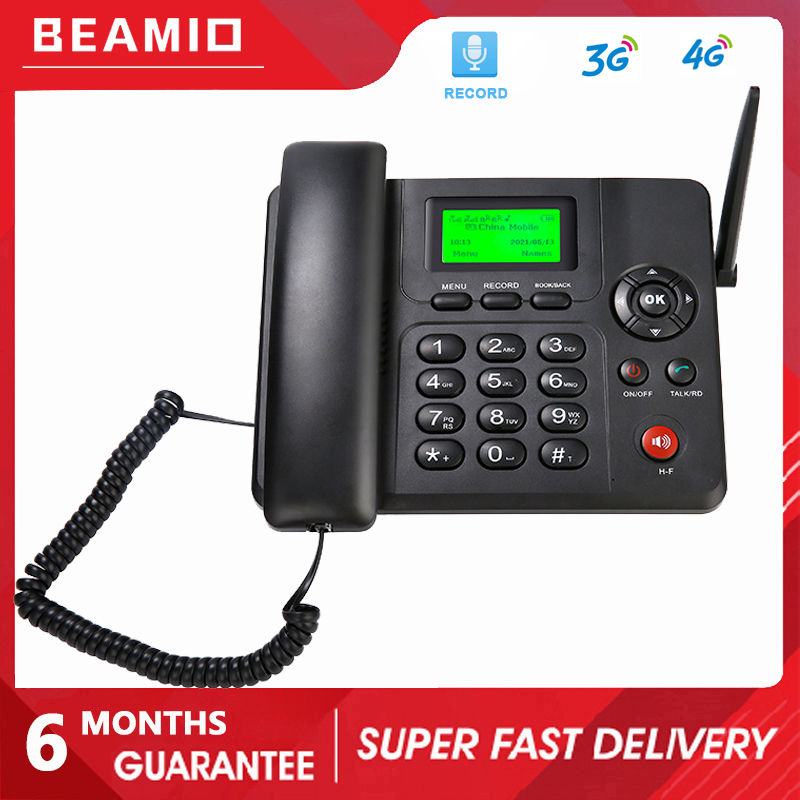 Beamio – téléphone portable 3G/4G sans fil, double carte SIM, multilingue, noir, pour maison et bureau, enregistrement d&#39;appels