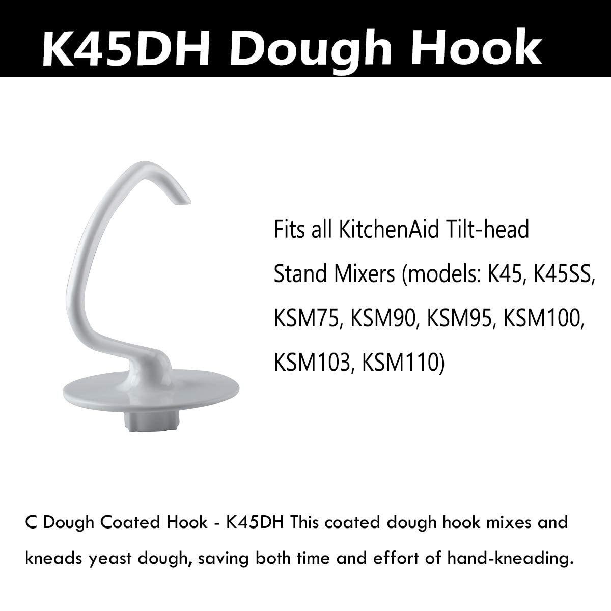 Verstelbare Aluminiun Mixer Deeg Haak Van Selecteren Keuken Mixer Aid KSM90 K45 Stand Mixer Gecoat 4.5 Qt Stijl