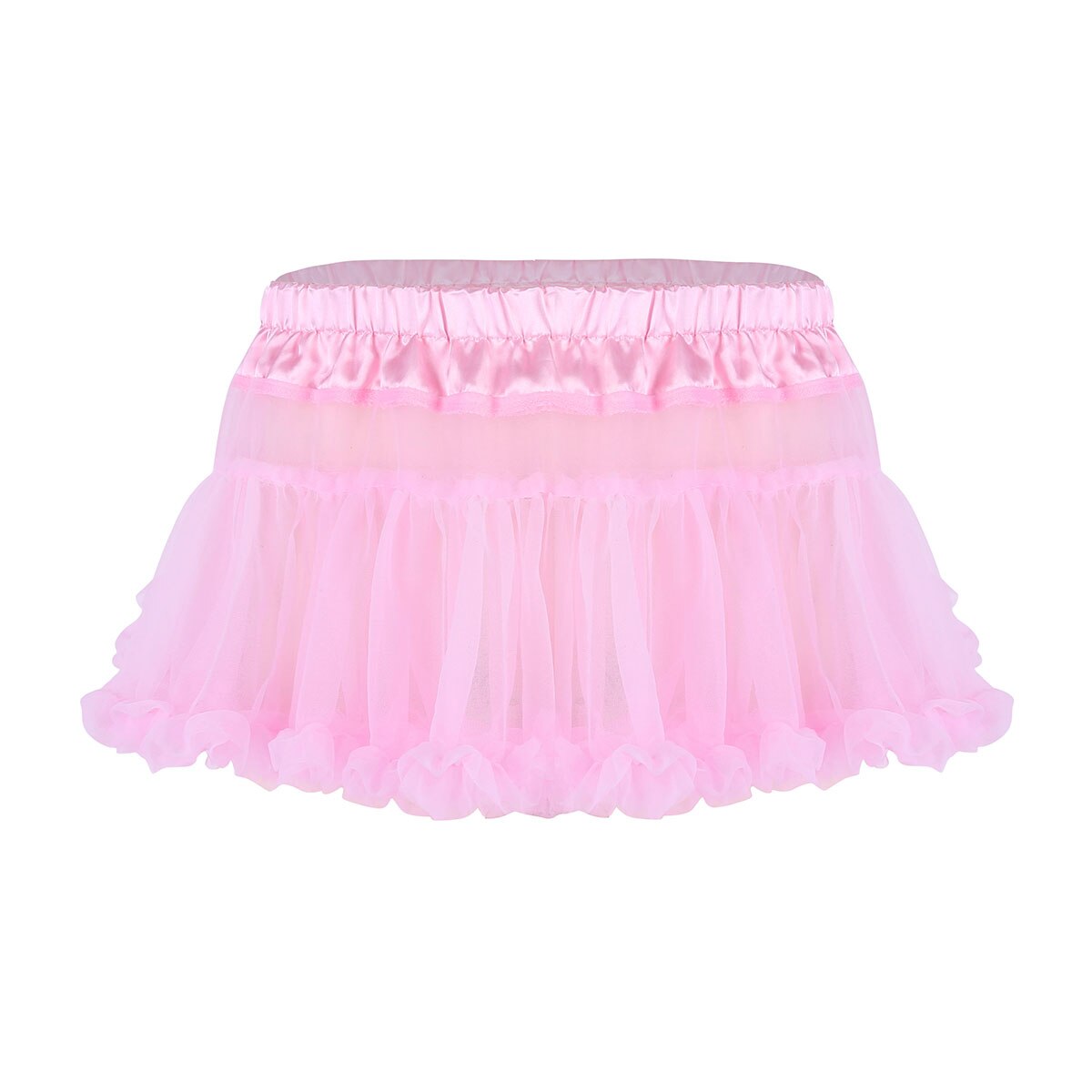 Sissy – jupe courte en Tulle doux à volants pour homme, Lingerie unisexe, vêtements de maison, Mini jupe Tutu, tenue Gay, jeu de rôle: Pink