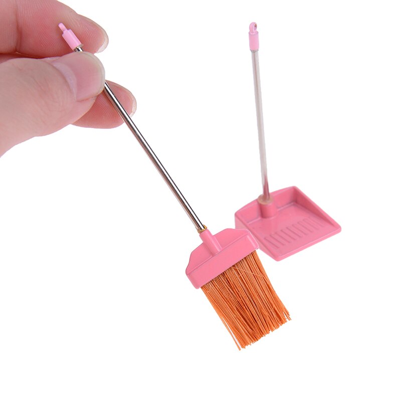 Mini Desktop Sweep Cleaning Brush Small Broom Dustpan Set Simulation Furniture Toys