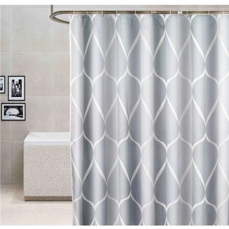 XYZLS Grey Douchegordijn Waterdicht Badkamer Gordijn Polyester Bad Schermen Met Haken Thuis Badkamer Decor: w200xh200cm