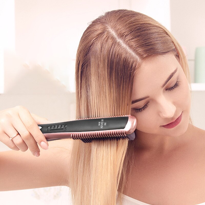 KINGDOM CARES KD-388 Electrical Hair Straightener Brush Styling Instant Quick Heating Salon Combs Curlers Hairstyling Straighter