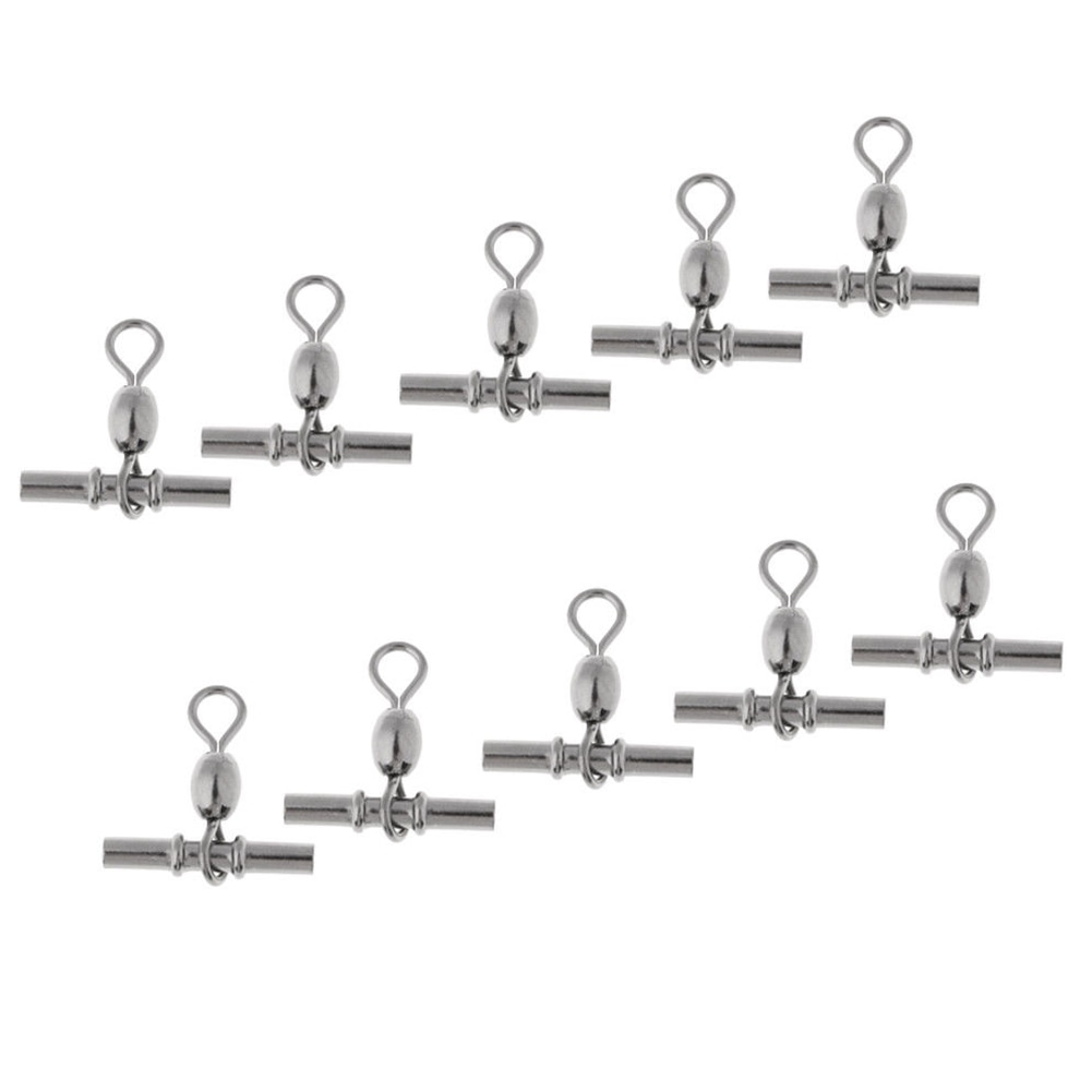 10pcs Outdoor Sports Hook Tackle Fishing Swivel Part Tool Tube Accessories Cross Line Crane Connector Snap Solid Ring Crimp
