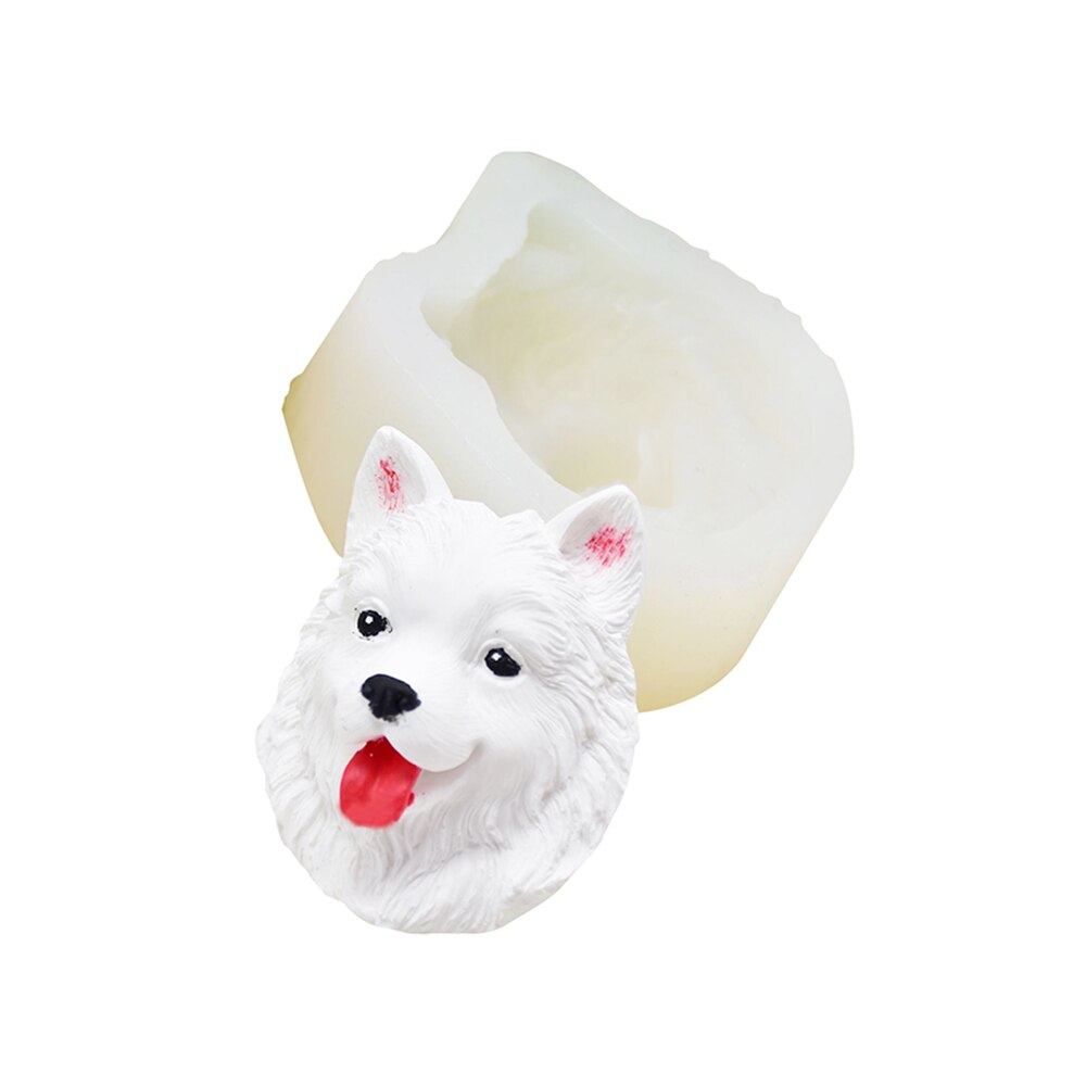3D DIY Siliconen Mal Samojeed Hond Kerst Decor Gips Klei Cake Mallen Cupcake Fondant Chocolade Mallen Cake Decorating Tool