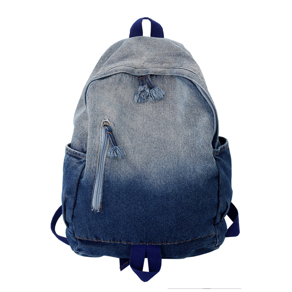 Panelled Designer New Style Ladies Backpack 2022 High Quality Denim Women Student School Bags Fashion Women's Bag Bolsa Feminina: Blue