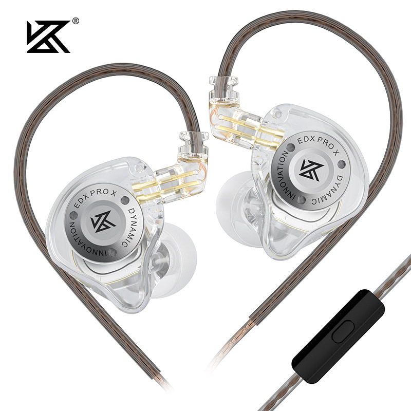 KZ-EDX Pro X fone de ouvido com fio estéreo baixo HIFI música esportes microfone com fio alto-falante acessório adaptador reduz o ruído: Marfim