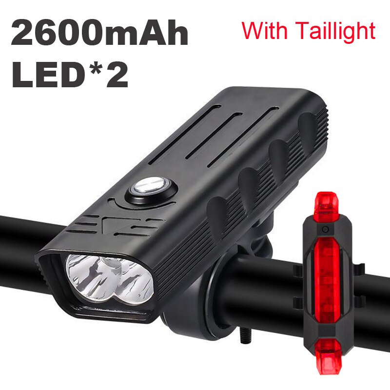 Luz LED súper brillante para bicicleta, faro delantero y trasero de 10000 lúmenes, recargable vía USB, 3000 mAh, 5T6: 2 LED Sets