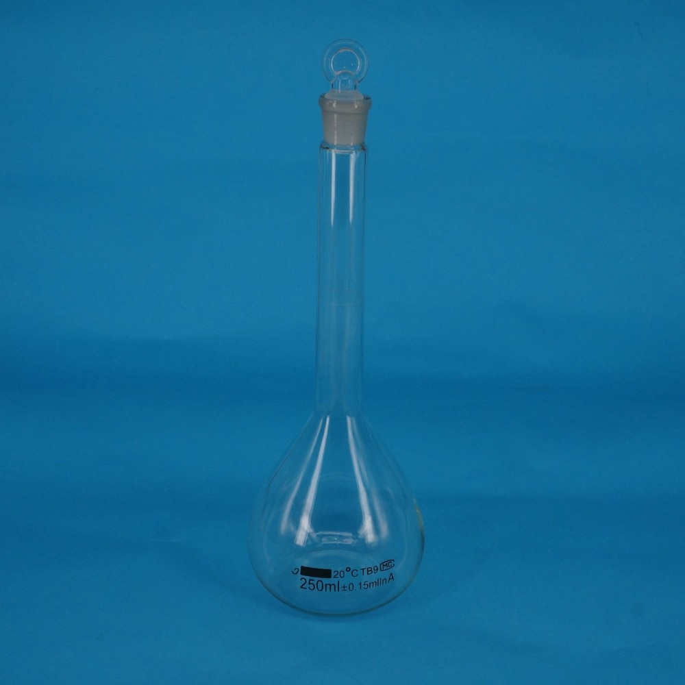 250 Ml Lab Maatkolven Klasse Een G3.3 Borosilicaatglas Met Stopper Wit