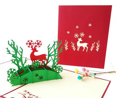 Christmas pop-up card 3D Christmas tree pop-up card Christmas Greeting card Year Card Anniversary Postcard: B