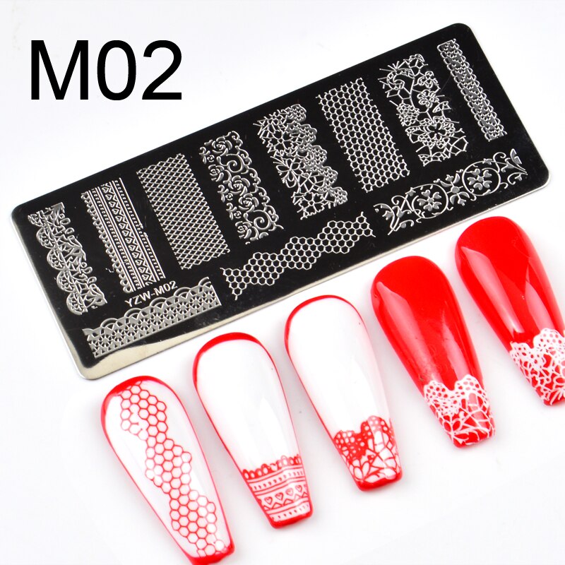 1pc rektangulära nagelstämplingsmallar blomma kärleksdjur 10 x 4cm bildplattor i rostfritt stål polish manikyr stencil: M02