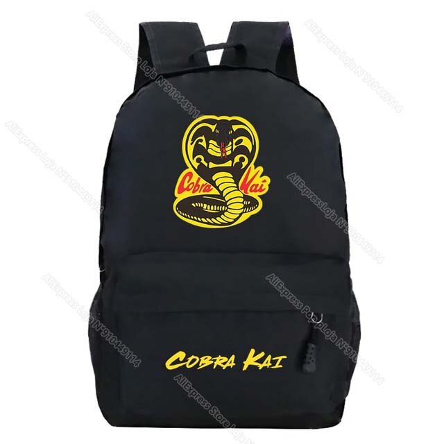 Mochila escolar de nailon con de Cobra Kai para niños y niñas, morral escolar con de Cobra Kai: 16