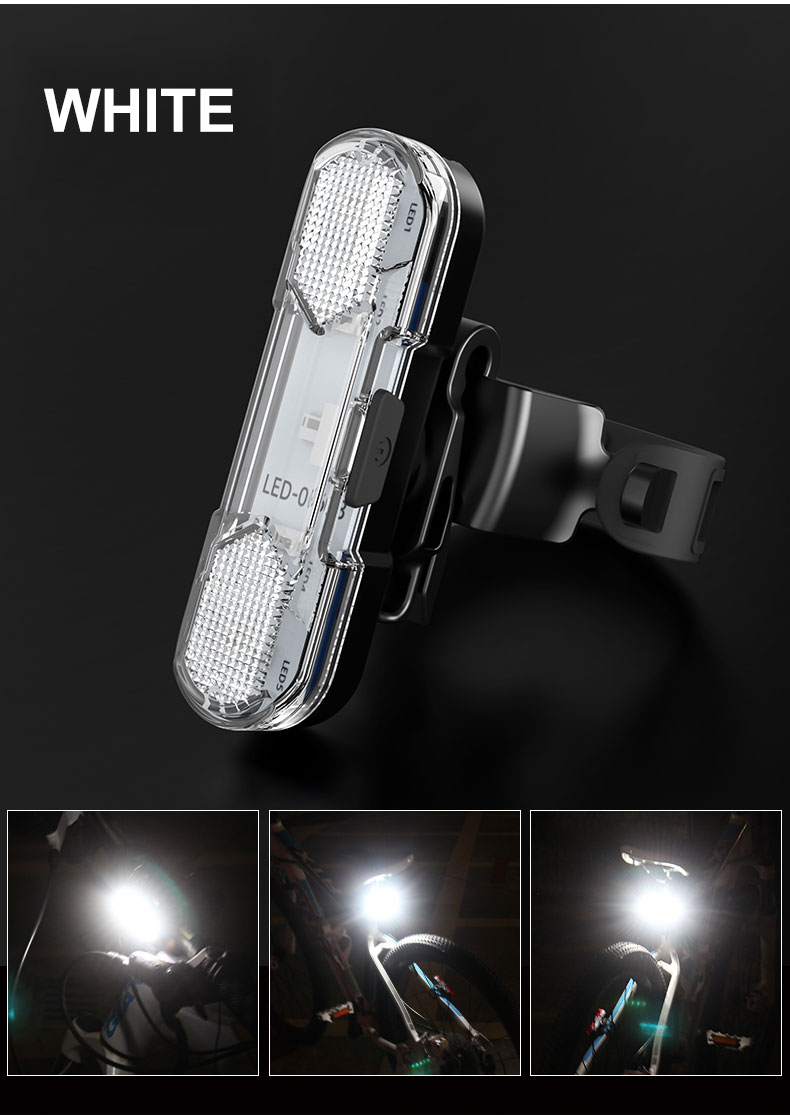 Bicycle light Bicycle tail light USB rechargeable flashlight front light rear light lanternRear light bike high visibility: white