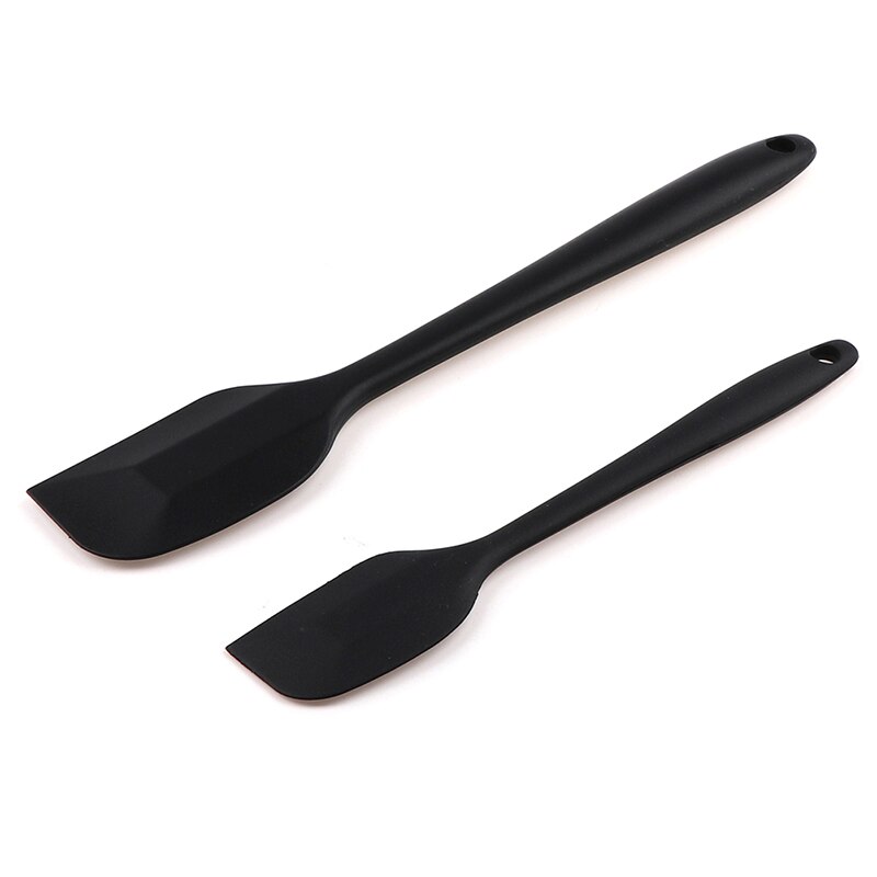 2pc siliconen schrapers beslag schraper borstel boter mixer cake kwasten bak keukengerei room cake spatel mixen: Zwart