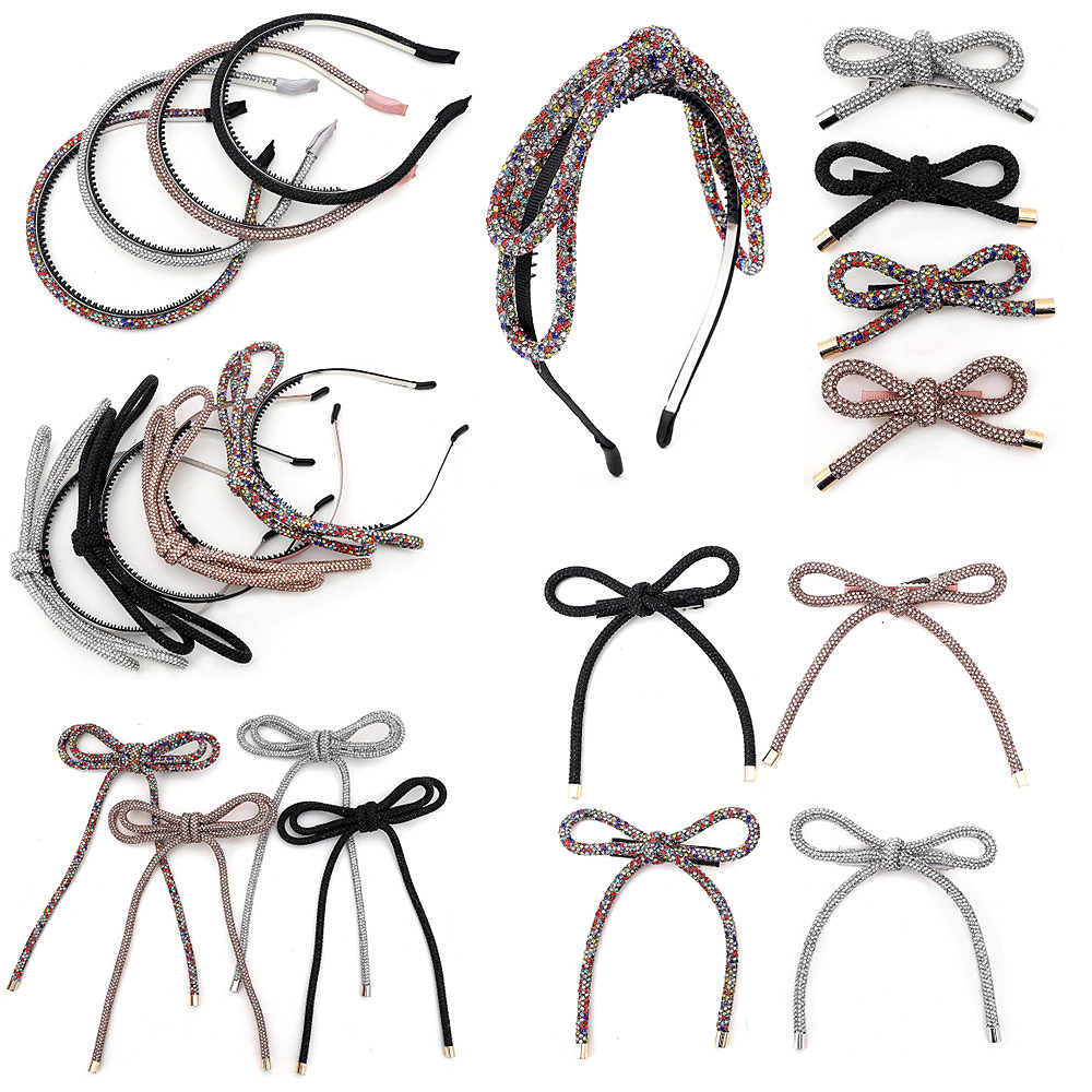 Nueva , nueva diadema con tubo de perforación para niñas, accesorios para el cabello con piedra brillante, accesorio para el cabello, clip para bebé, diadema con lazo para niña