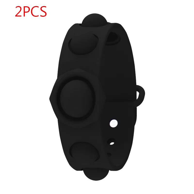 Push Pop Pop Bubble Sensory Fidget Toys Stress Relief Bubble Bracelet Toy Wearable Sensory Wristband Toys: black 2PCS