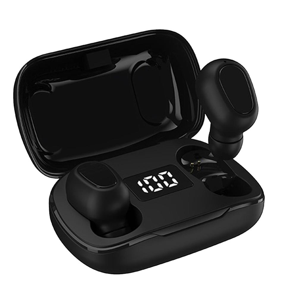 Draadloze Bluetooth Oordopjes In-Ear Hoofdtelefoon Met Digitale Display Opladen Doos IPX5 Waterdichte Sport Oortelefoon: Black