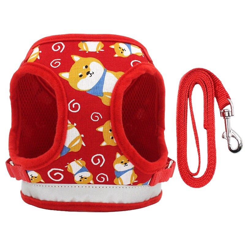 Reflective Pet Harness Leash Dog Vest Harness Adjustable Pet Chest Strap Walking Dog Harness Collar Pet Clothes: Red / XL