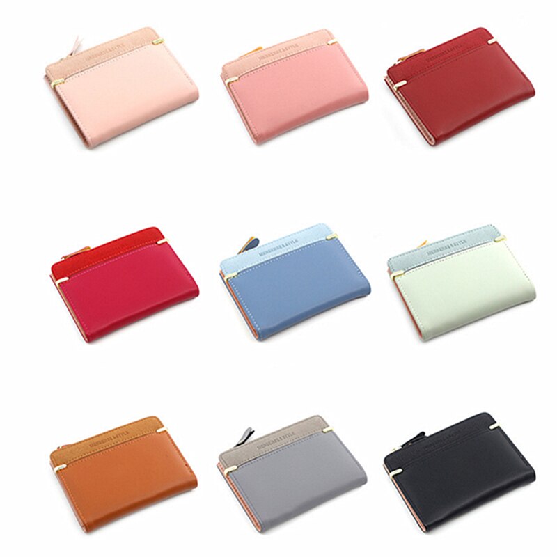 2 fold Short Ladies Wallet Simple Wild Student Zipper Coin Purse Female PU Leather Wallet Card Package