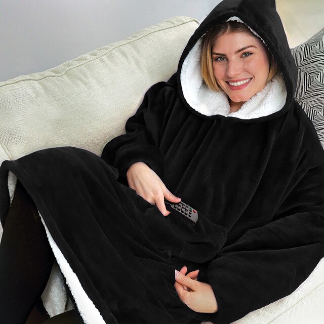 Winter Dicke Comfy Fleece TV Decke Mit Ärmeln Mit Kapuze Gewichteten Erwachsene Fleece Decke Hoodie Tasche Weiche Warme Für Betten Hoodie