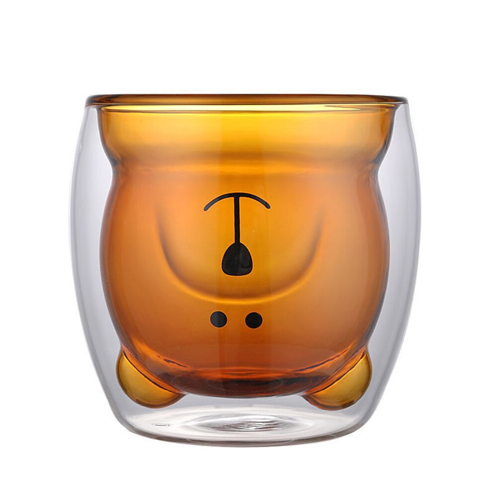 Tasse en verre Double transparente, motif ours mignon, pour café, boisson au lait, pour Couple: F