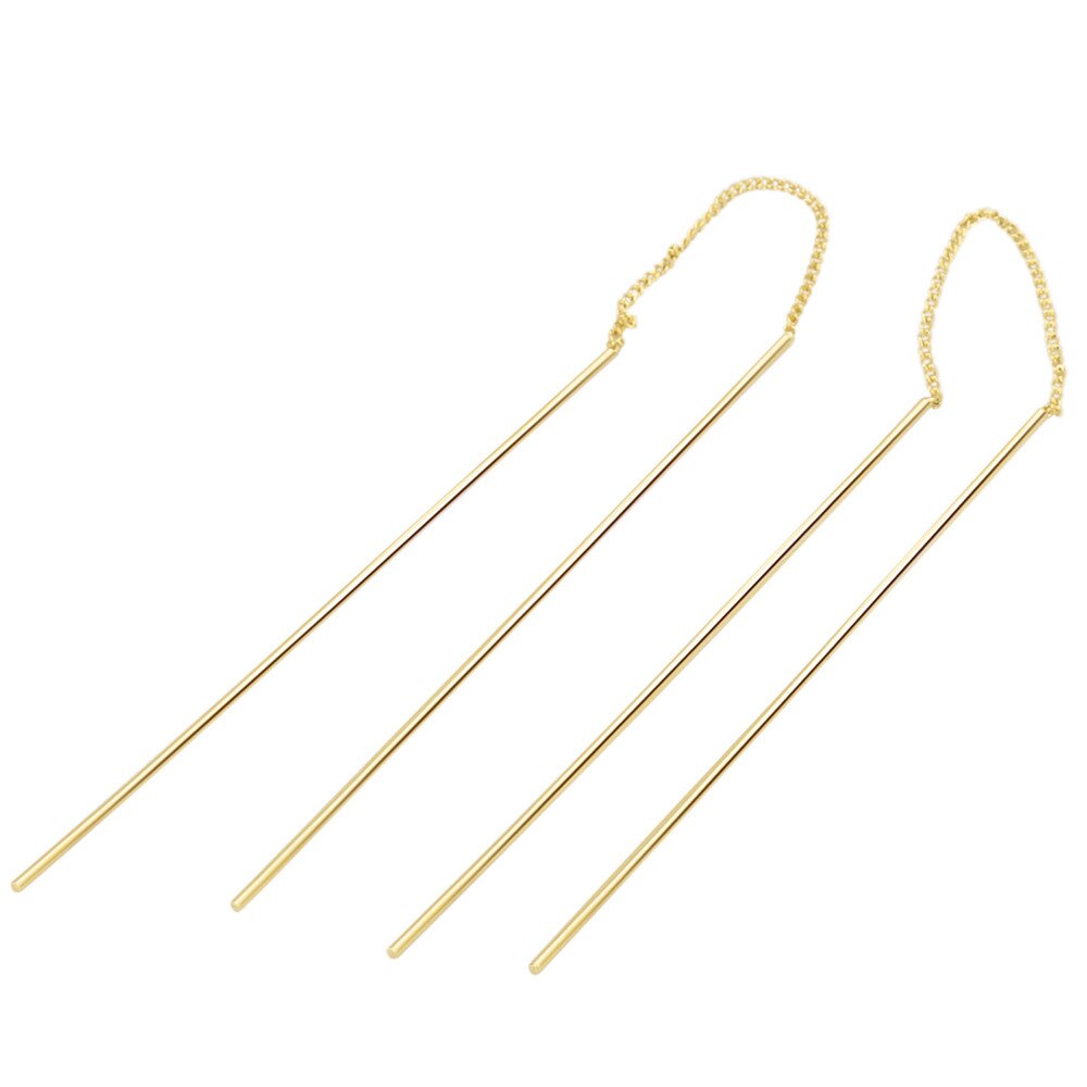 Orecchini pendenti lunghi intrecciati unici per le donne Piercing orecchino di moda a catena in oro rosa con catena per regali di gioielli per ragazze E243: gold color long 378