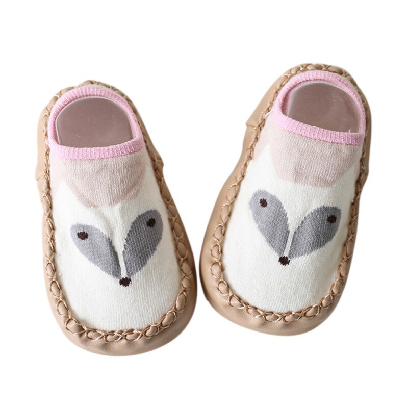 Herfst Baby Katoen Karakter Kids Meisjes Jongens Kinderen Indoor Floor Sokken Leren Zool Antislip Dikke Handdoek Peuter Sokken M1: Beige Fox / 12m