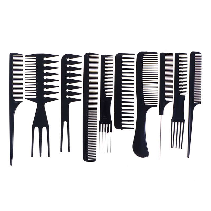 10Pcs/Set Hair Brush Comb Salon Barber Anti-static Hair Combs Modeling Tools ~