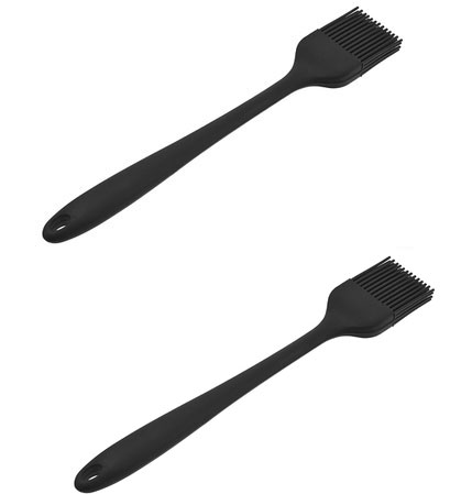 Silica gel olie børste køkken pandekage olie børste fjerner ikke hår lille børste husholdning høj temperatur bageværktøj grill: 2 stk sort
