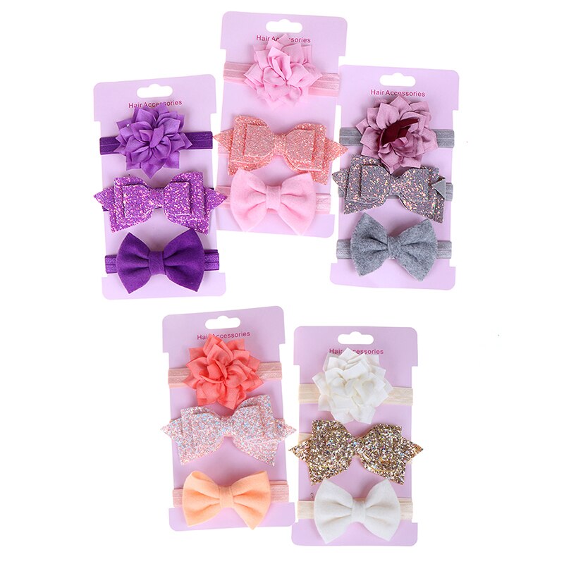 3Pcs/Lot Baby Headband Flower Bows Girl Newborn Hairband Hair Accessories