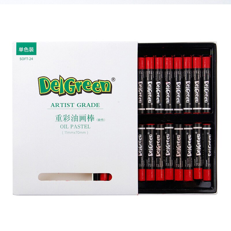 Monochrome Zware Kleurrijke Oliepastels 24 Stks/set 7 Kleuren Ronde Vorm Olie Pastel Krijt Sticks Enkele Kleur Set School Briefpapier: red
