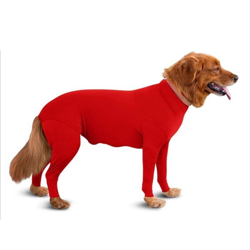 Pijamas ligeros de cuatro pies para perros, monos de 4 piernas para perros grandes y medianos: Rojo / XXL