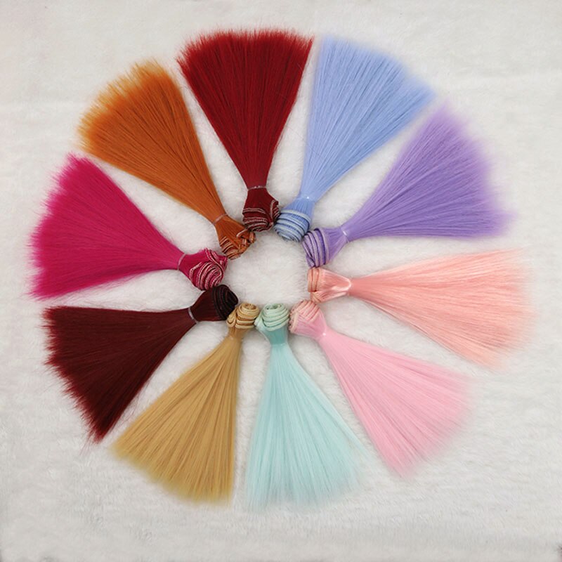 1pcs 15*100cm Doll Accessories Long Straight Synthetic Fiber BJD SD Wig Hair For Doll Wigs High-temperature Wire girl toys