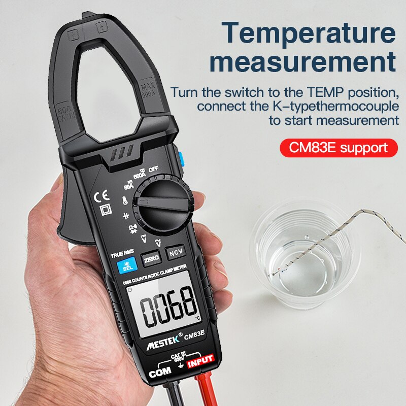 Digital AC DC Current Clamp Meter Auto Range 600A 6000 Counts True RMS Multimeter Resistance Frequency Tester NCV Ohm Tester