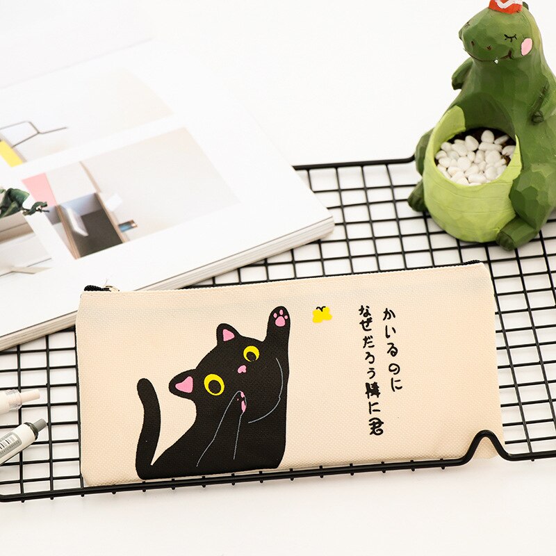 Schattige katten etui kawaii canvas etui met rits etui etui trousse scolaire pennenbakje voor school koreaanse schrijfwaren